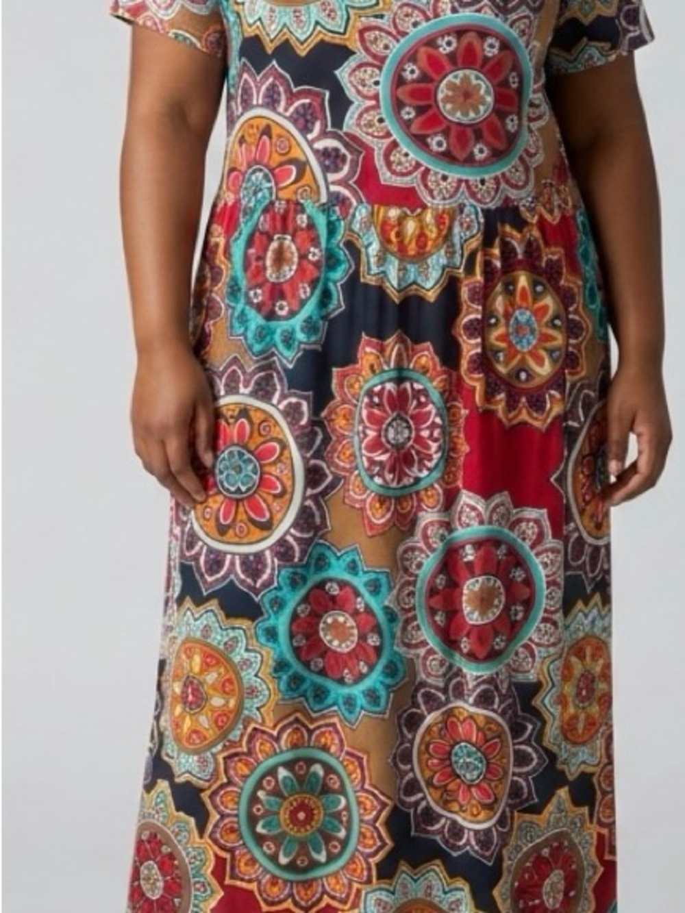 BOHO Plus Size Multicolor Medallion Print Maxi Dress - V-Neck Women’s Size XXL - Picture 6 of 10